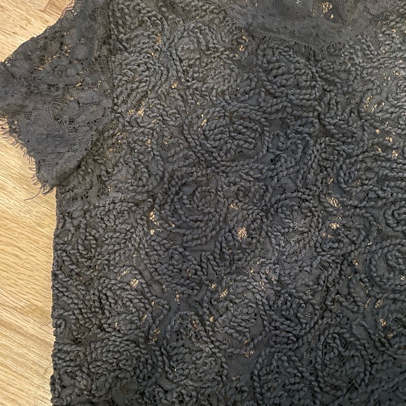 Zara Black Lace and Rope Detail Short Sleeve Top - Picture 5 of 5